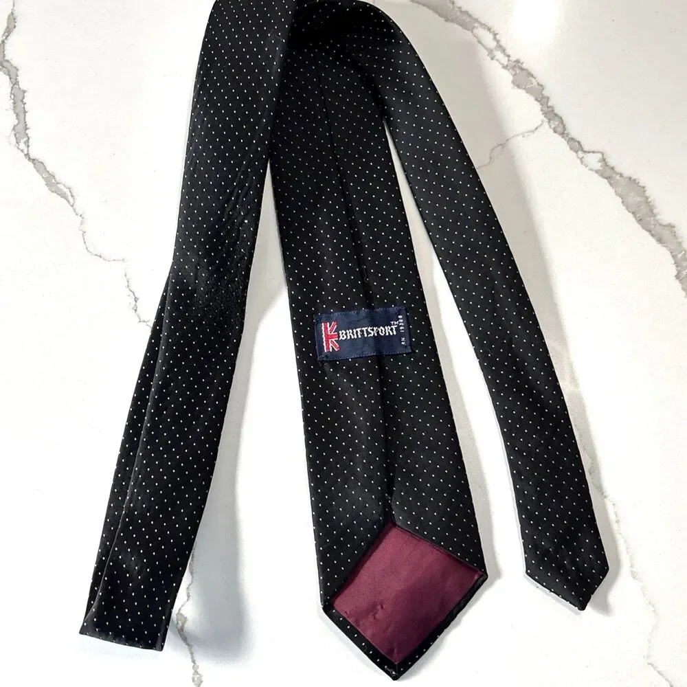 VINTAGE Brittania Brittsport Men's Neckties RED PAISLEY Black Polka Dot Set of 2